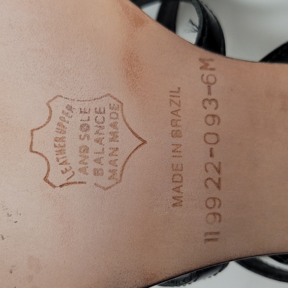 Black Leather High Heel Sandals Ankle Strap Made in Brazil 6 - Picture 13 of 16